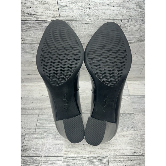 Clarks Artisan Kadri Leah Leather Pumps Black 3" Block Heel Comfort Size 7M - Picture 10 of 10